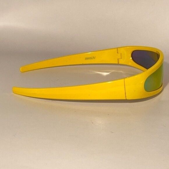 0972 Wrap Sunglasses with a Yellow Frame and Orange Mirrored Lenses New - Picture 5 of 8